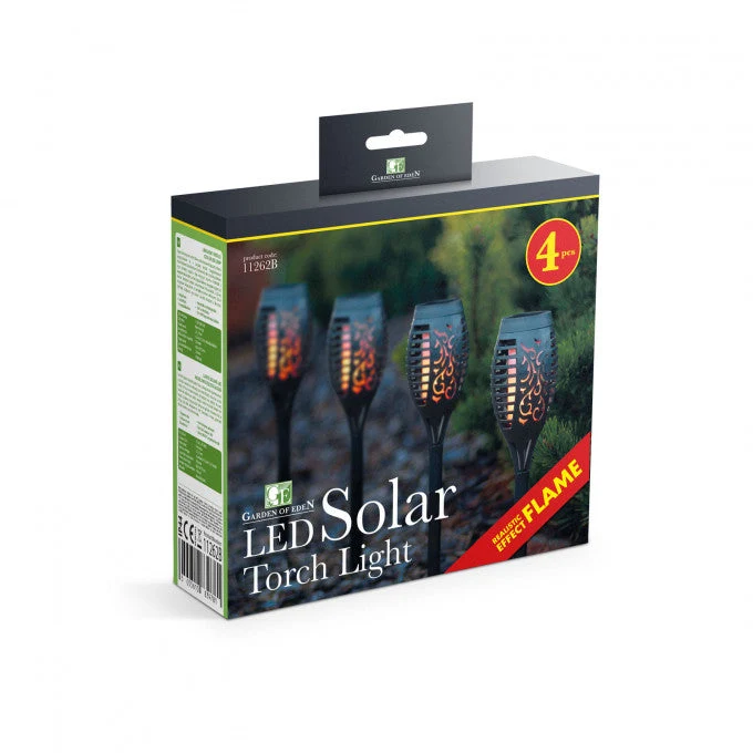 Lángokat imitáló szolár LED lámpa - 4 db - fekete - műanyag - 480 x 75 mm