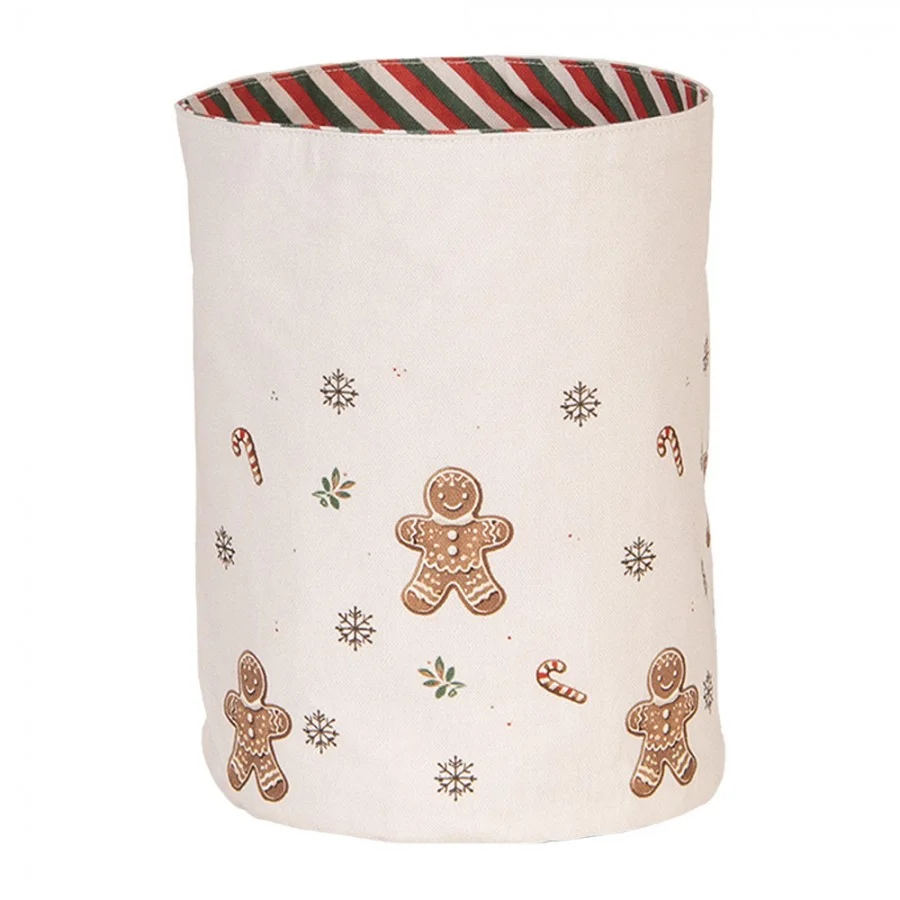 Karácsonyi pamut kenyérkosár 15x16 cm Classic Gingerbread Magic mézeskalácsos