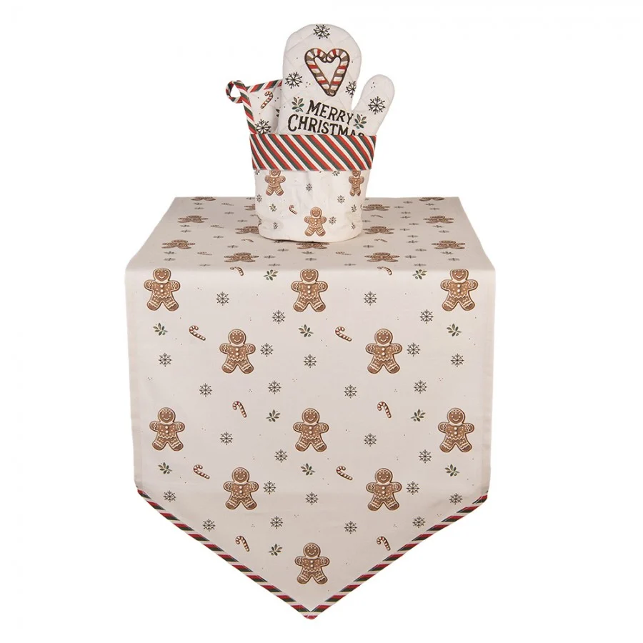 Karácsonyi pamut kenyérkosár 15x16 cm Classic Gingerbread Magic mézeskalácsos