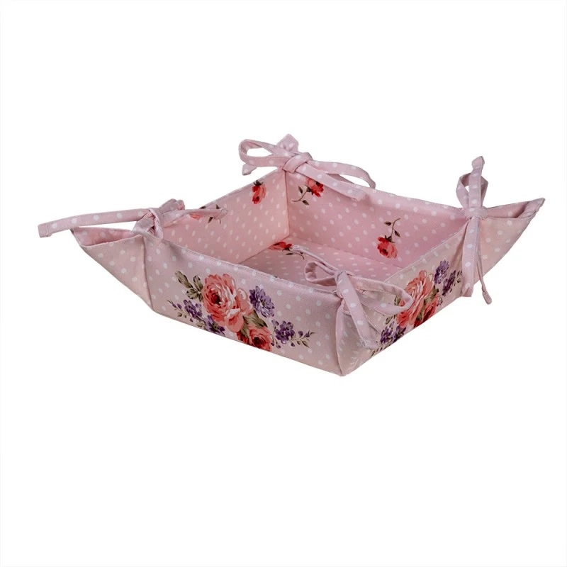 Rózsa virágos pamut kenyérkosár Dotty Rose