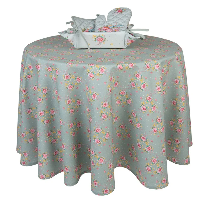 Vintage rózsás madárkás pamut kenyérkosár Cheerful Roses