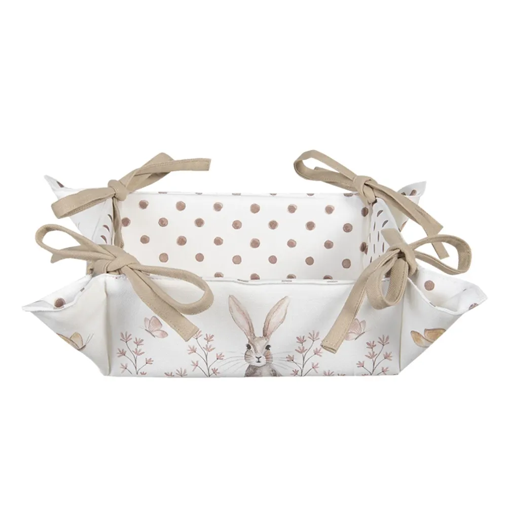 Vintage húsvéti nyuszi mintás pamut kenyérkosár Rustic Easter Bunny