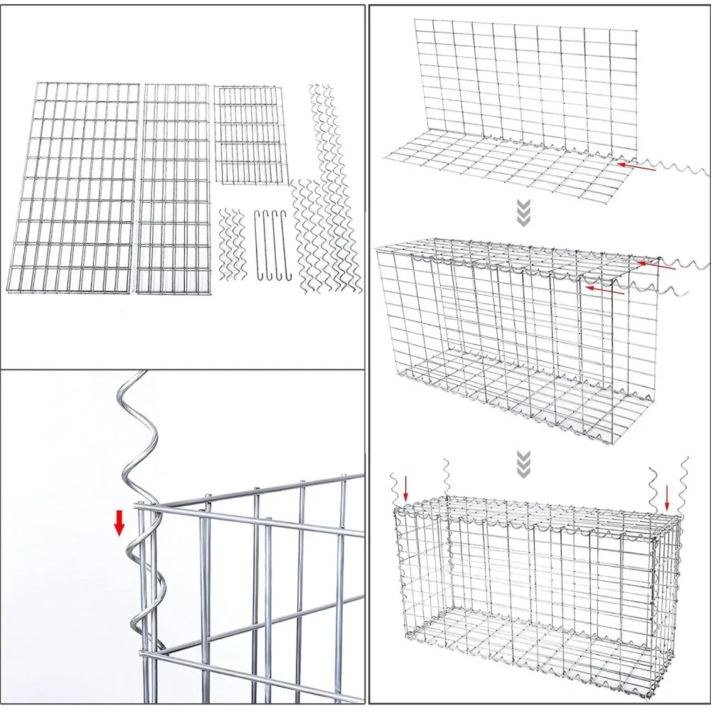 Gabion kosár, fém gabion ketrec 5 x 10 cm-es