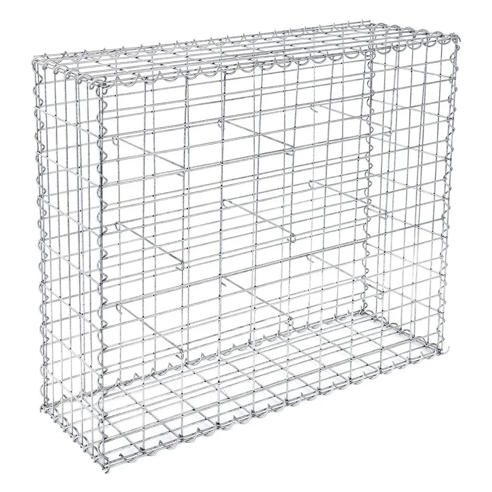 Horganyzott acél gabion kosár, kerti dekor válaszfal, 100 x 80 x 30 cm
