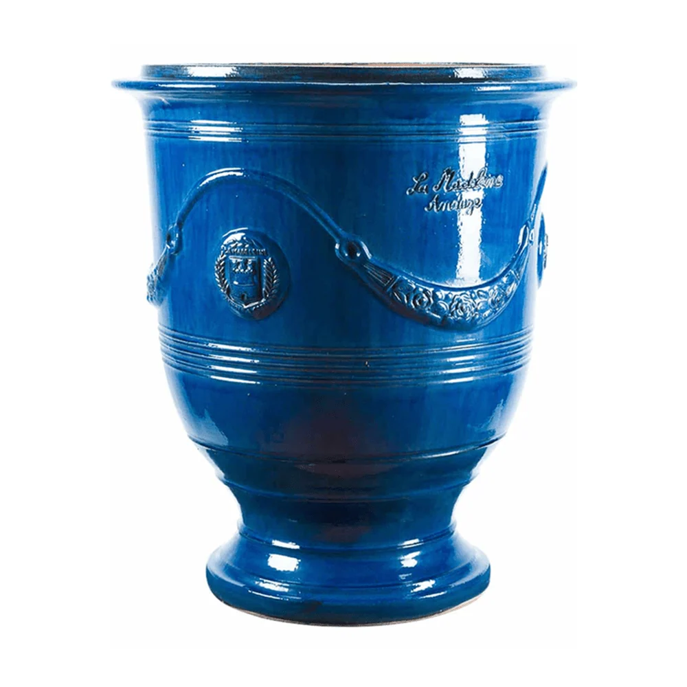 VASE D' ANDUZE ÉMAILLÉ TRADICION kék anduze kerámiakaspó Ø 82 x 92 cm