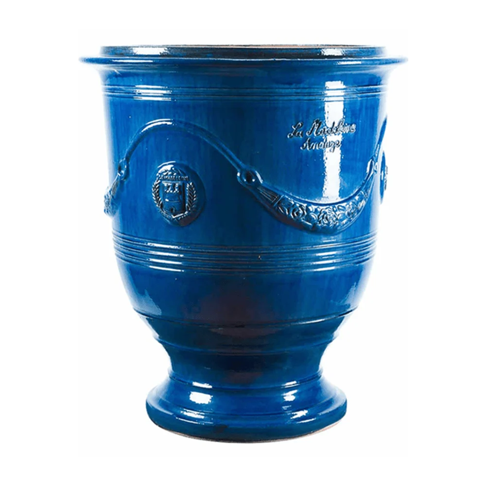 VASE D' ANDUZE ÉMAILLÉ TRADICION kék anduze kerámiakaspó Ø 56 x 70 cm