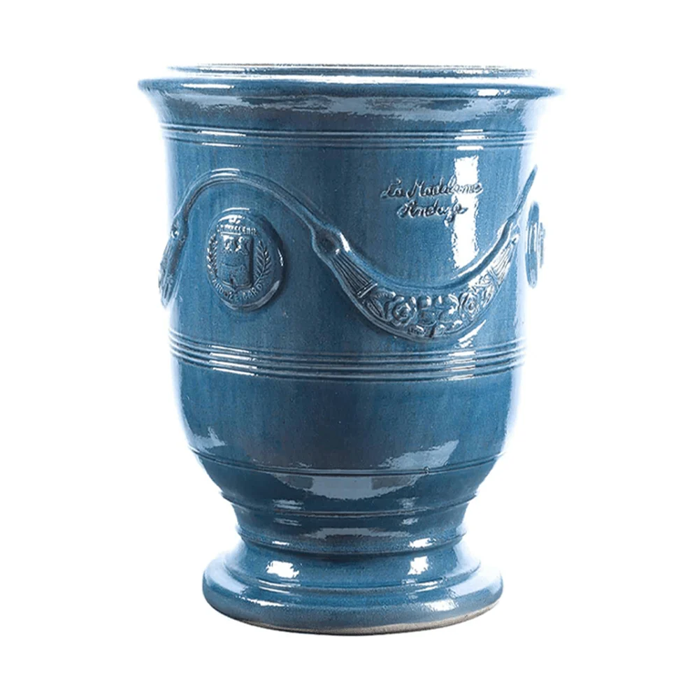 VASE D' ANDUZE ÉMAILLÉ TRADICION levendulakék anduze kerámiakaspó Ø 68 x 80 cm