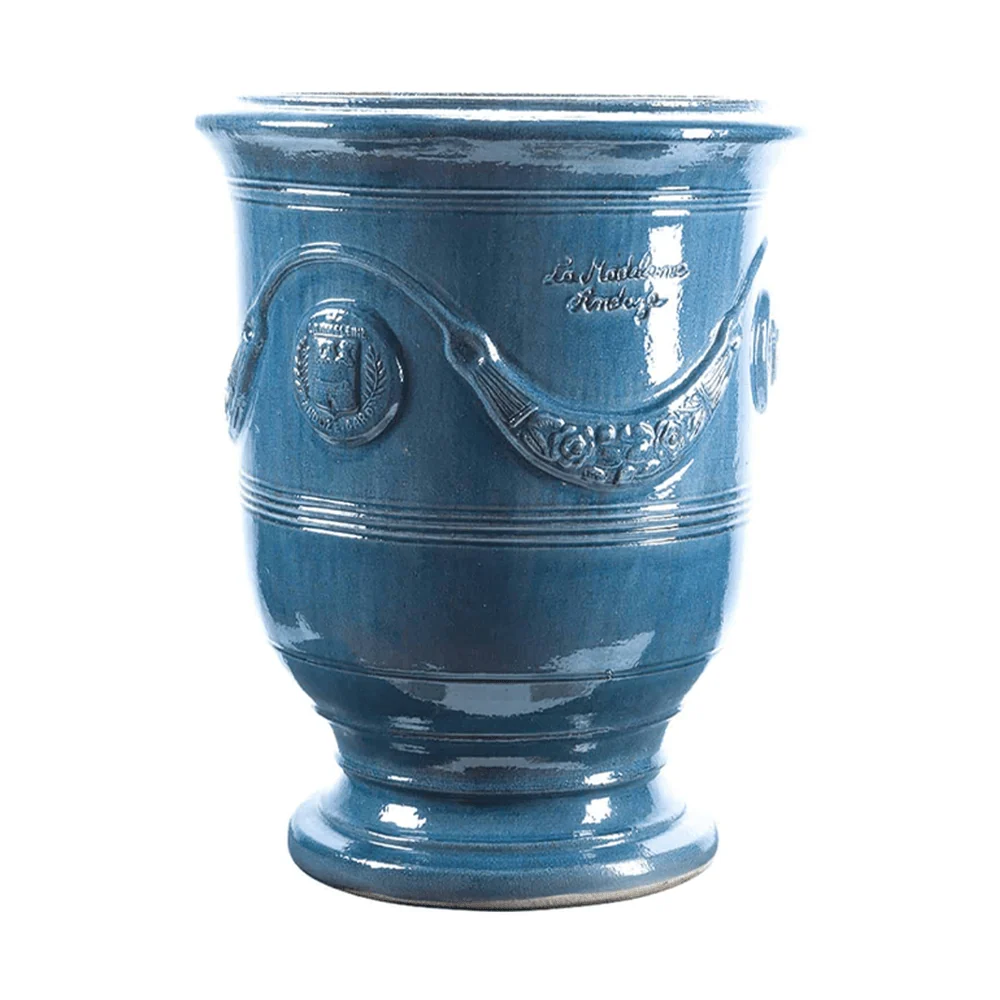 VASE D' ANDUZE ÉMAILLÉ TRADICION levendulakék anduze kerámiakaspó Ø 82 x 92 cm