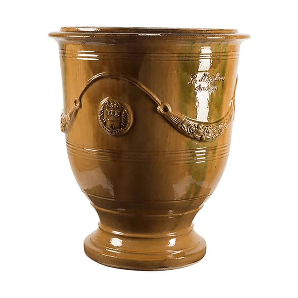 VASE D' ANDUZE ÉMAILLÉ TRADICION okker anduze kerámiakaspó Ø 68 x 80 cm