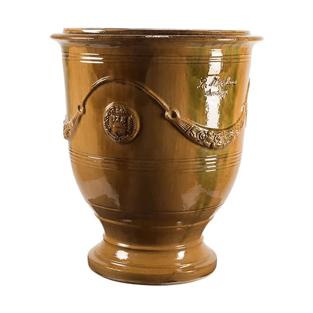 VASE D' ANDUZE ÉMAILLÉ TRADICION okker anduze kerámiakaspó Ø 82 x 92 cm
