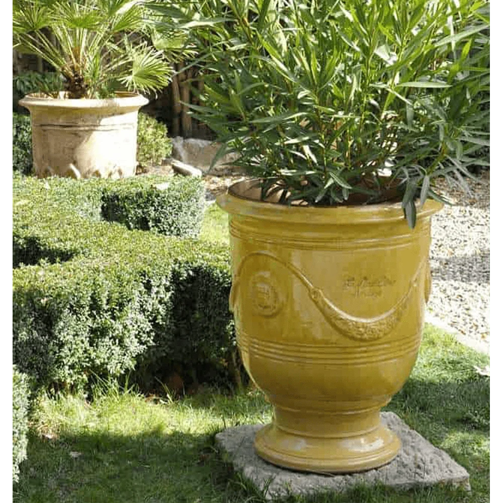 VASE D' ANDUZE ÉMAILLÉ TRADICION sárga anduze kerámiakaspó Ø 56 x 70 cm