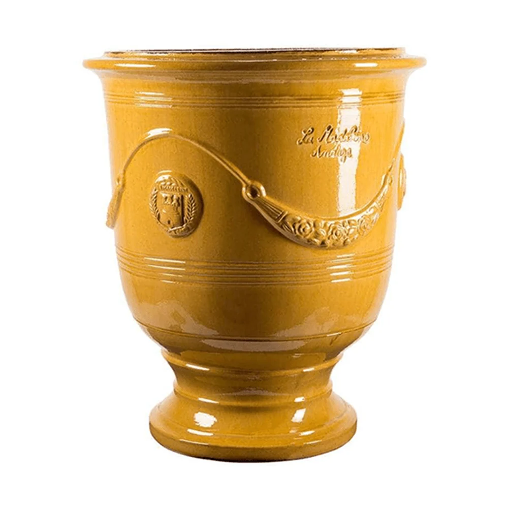 VASE D' ANDUZE ÉMAILLÉ TRADICION sárga anduze kerámiakaspó Ø 46 x 55 cm