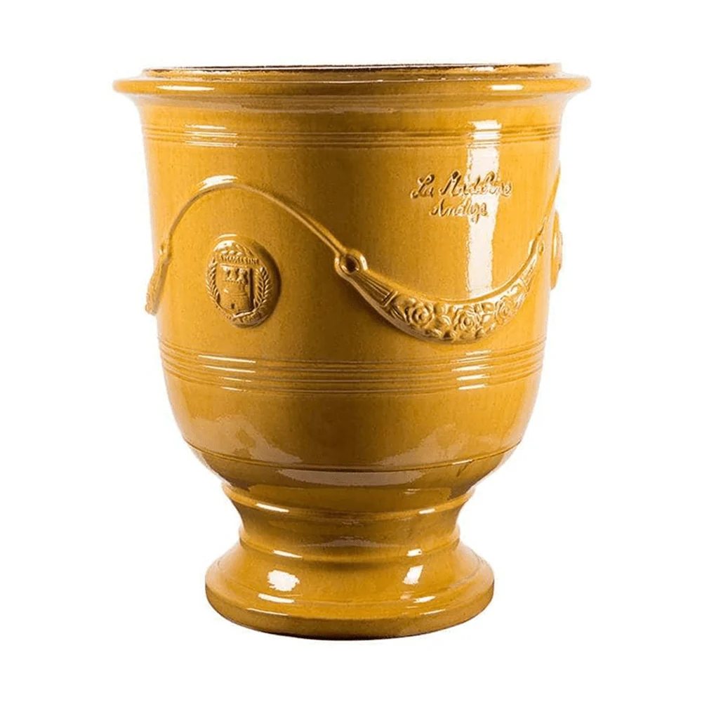 VASE D' ANDUZE ÉMAILLÉ TRADICION sárga anduze kerámiakaspó Ø 82 x 92 cm