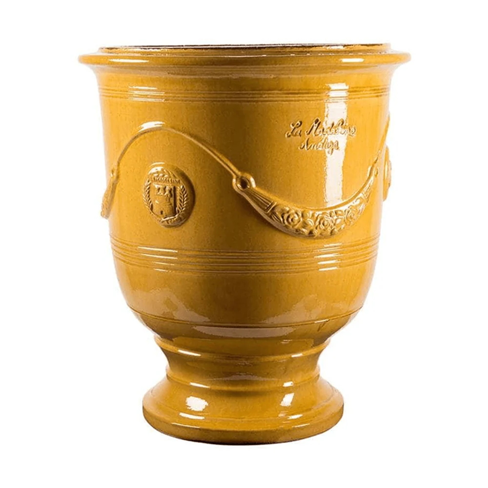 VASE D' ANDUZE ÉMAILLÉ TRADICION sárga anduze kerámiakaspó Ø 68 x 80 cm