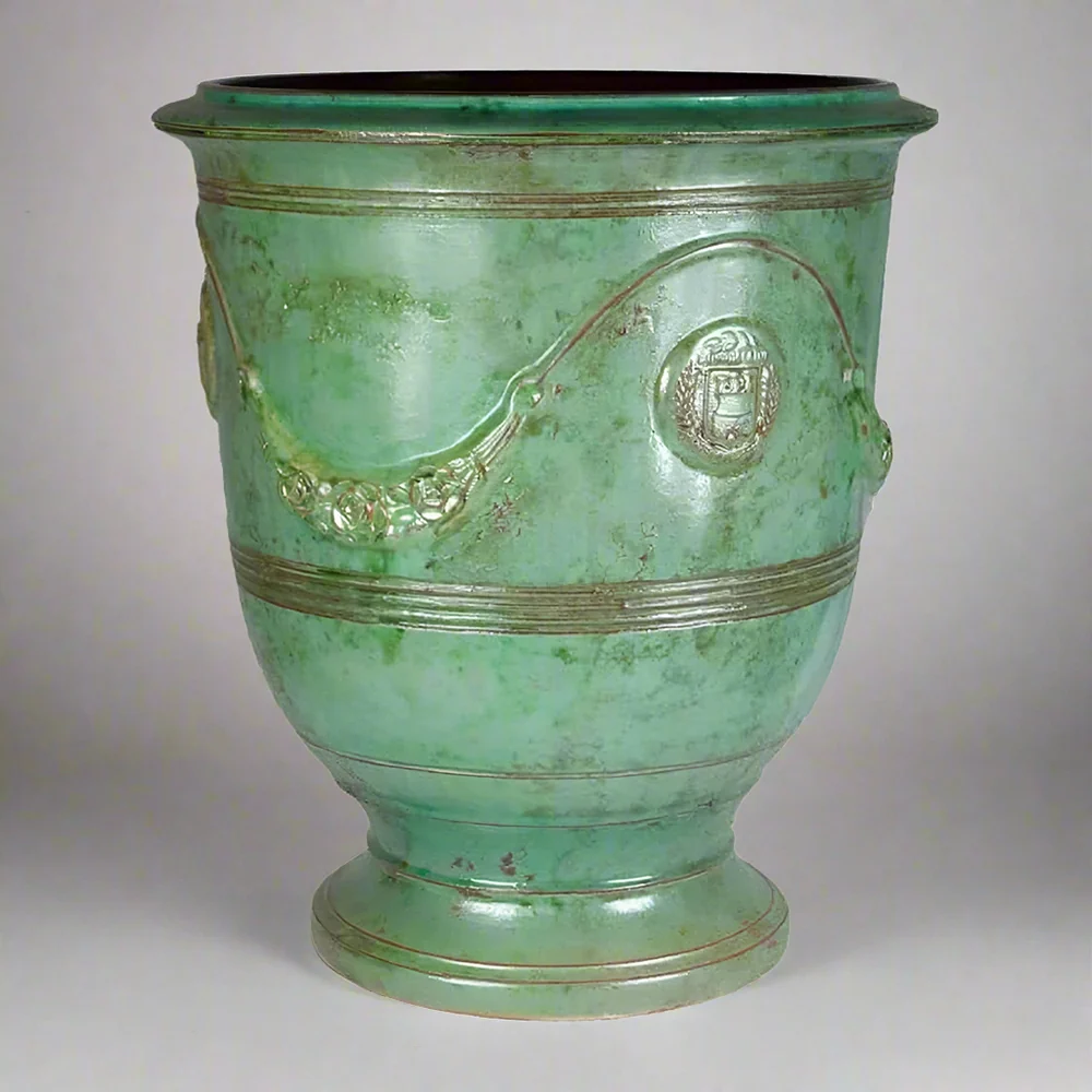 VASE D' ANDUZE PATINES antik smaragdzöld anduze kerámiakaspó Ø 90 x 105 cm