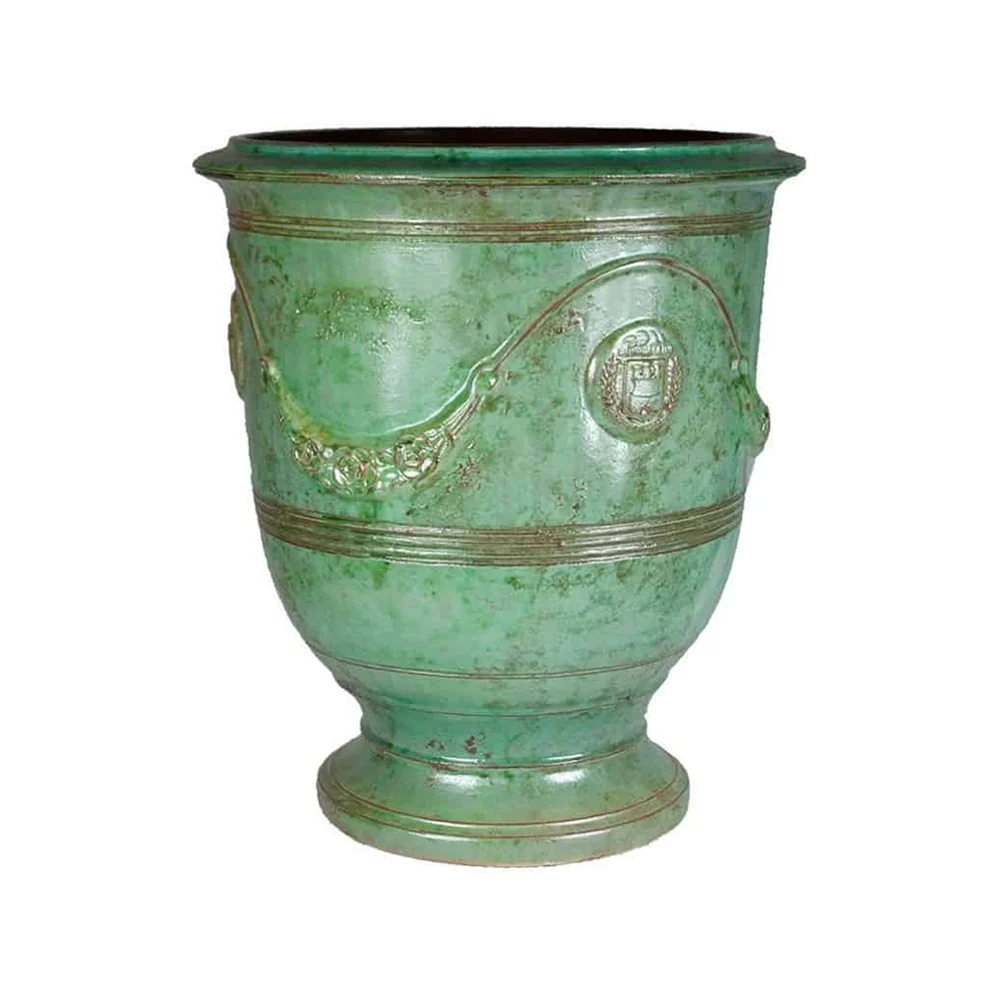 VASE D' ANDUZE PATINES antik smaragdzöld anduze kerámiakaspó Ø 68 x 80 cm