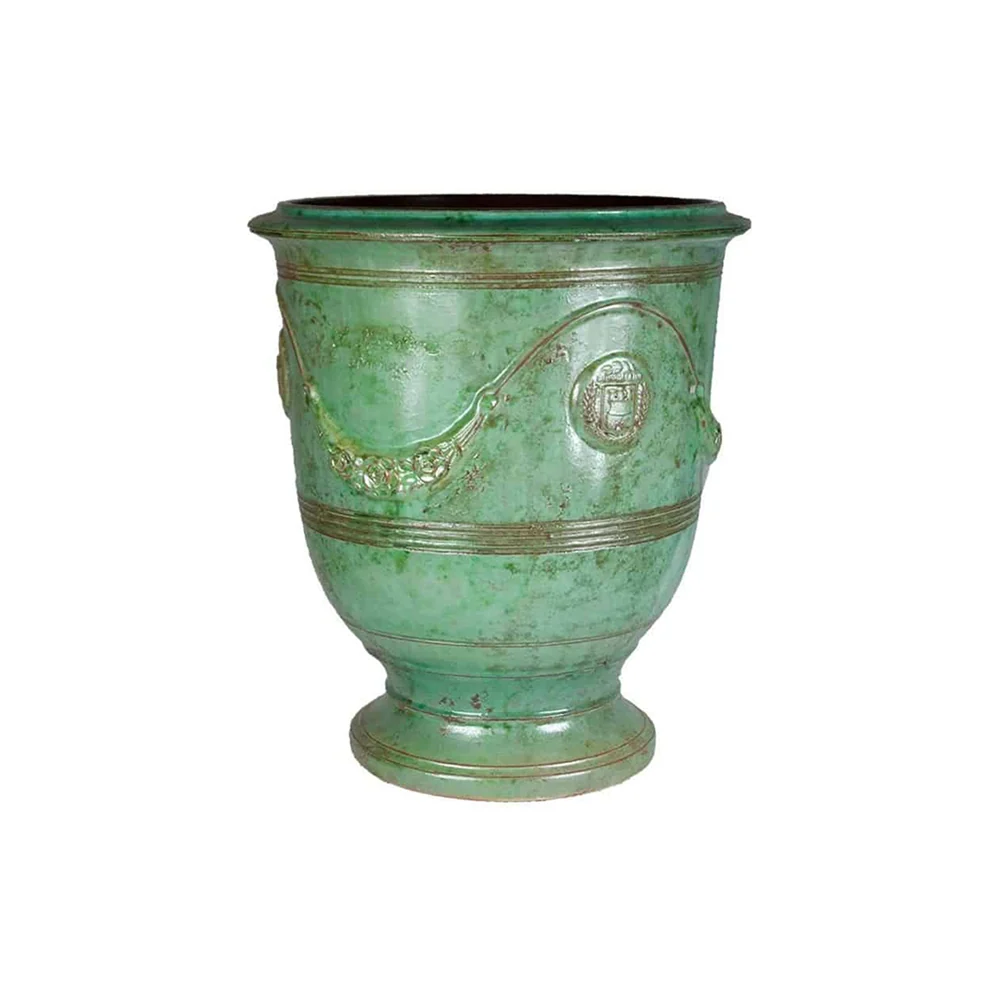 VASE D' ANDUZE PATINES antik smaragdzöld anduze kerámiakaspó Ø 46 x 55 cm