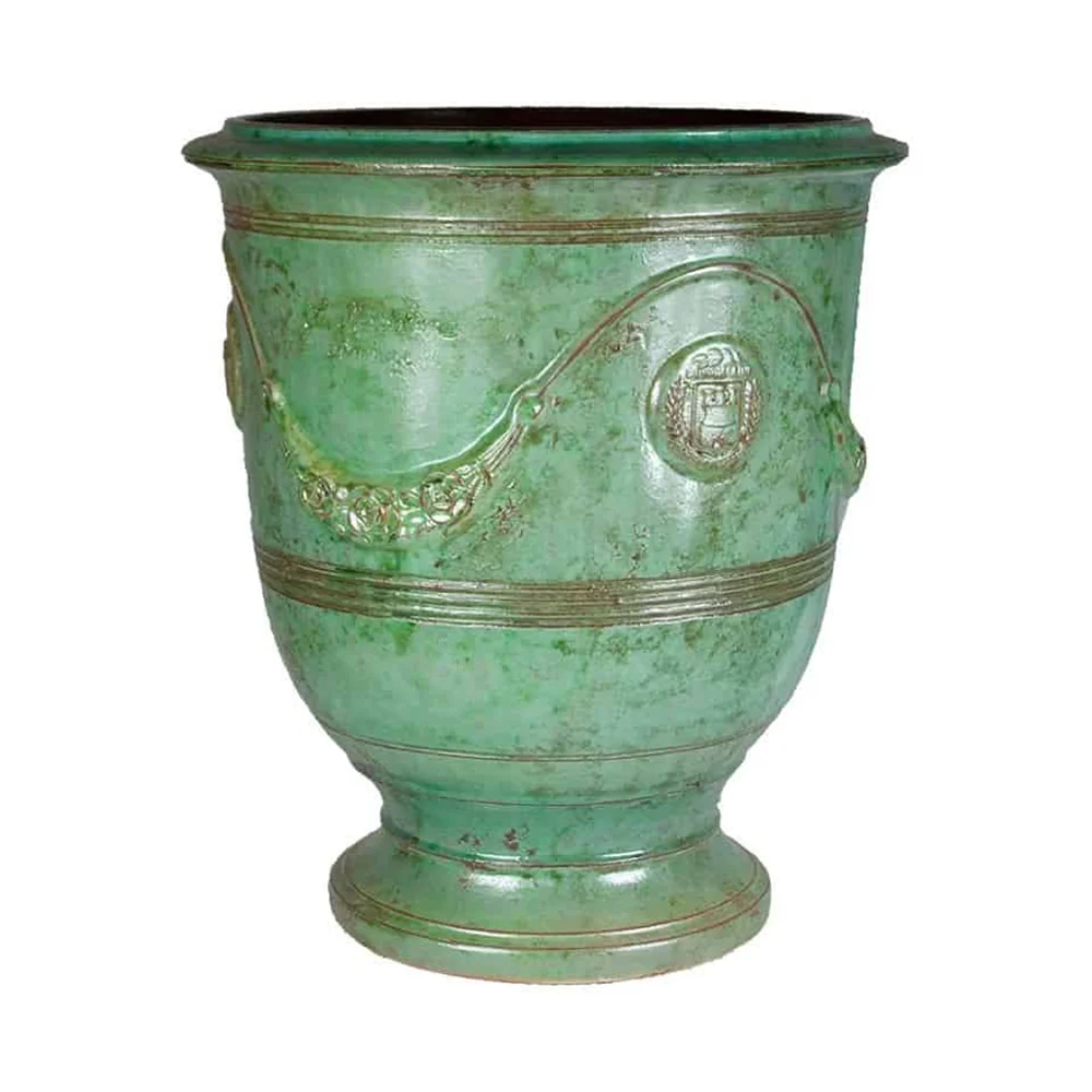 VASE D' ANDUZE PATINES antik smaragdzöld anduze kerámiakaspó Ø 82 x 92 cm