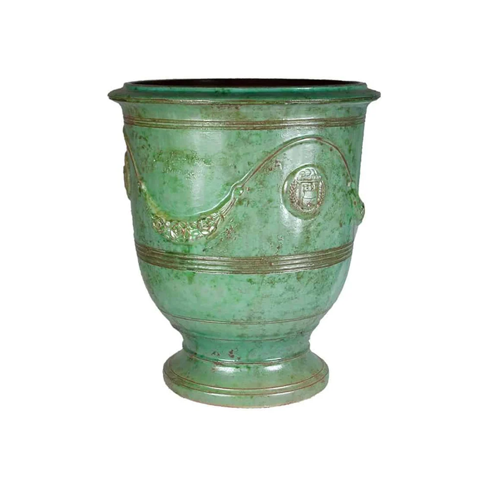 VASE D' ANDUZE PATINES antik smaragdzöld anduze kerámiakaspó Ø 56 x 70 cm