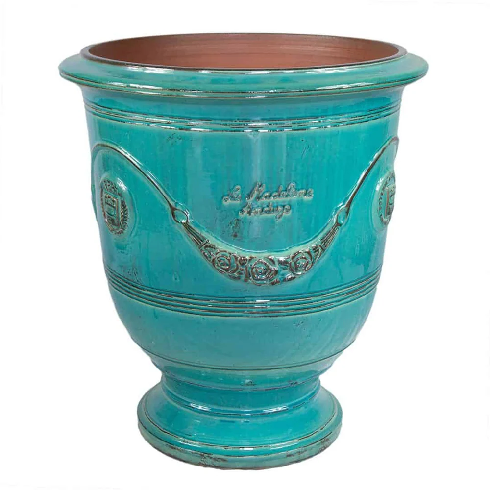 VASE D' ANDUZE PATINES antik türkizkék anduze kerámiakaspó Ø 90 x 105 cm