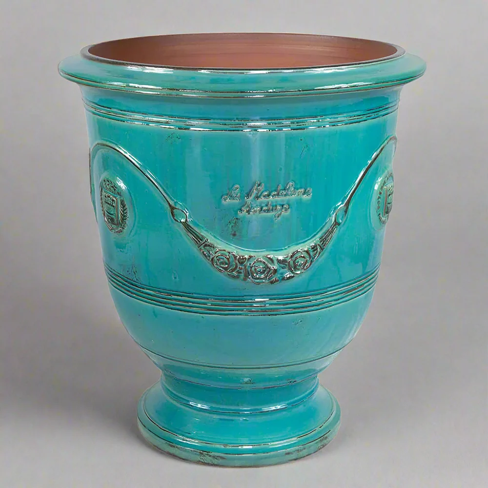 VASE D' ANDUZE PATINES antik türkizkék anduze kerámiakaspó Ø 90 x 105 cm