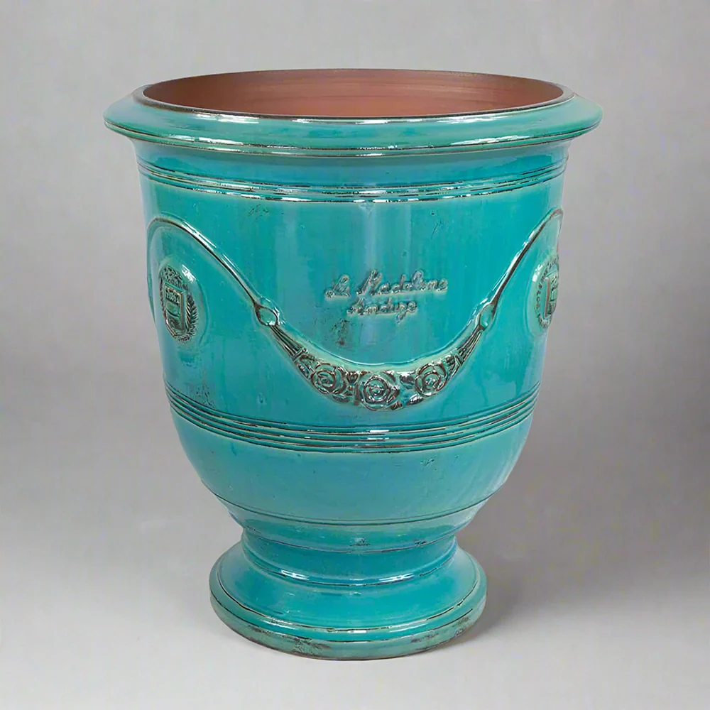 VASE D' ANDUZE PATINES antik türkizkék anduze kerámiakaspó Ø 82 x 92 cm