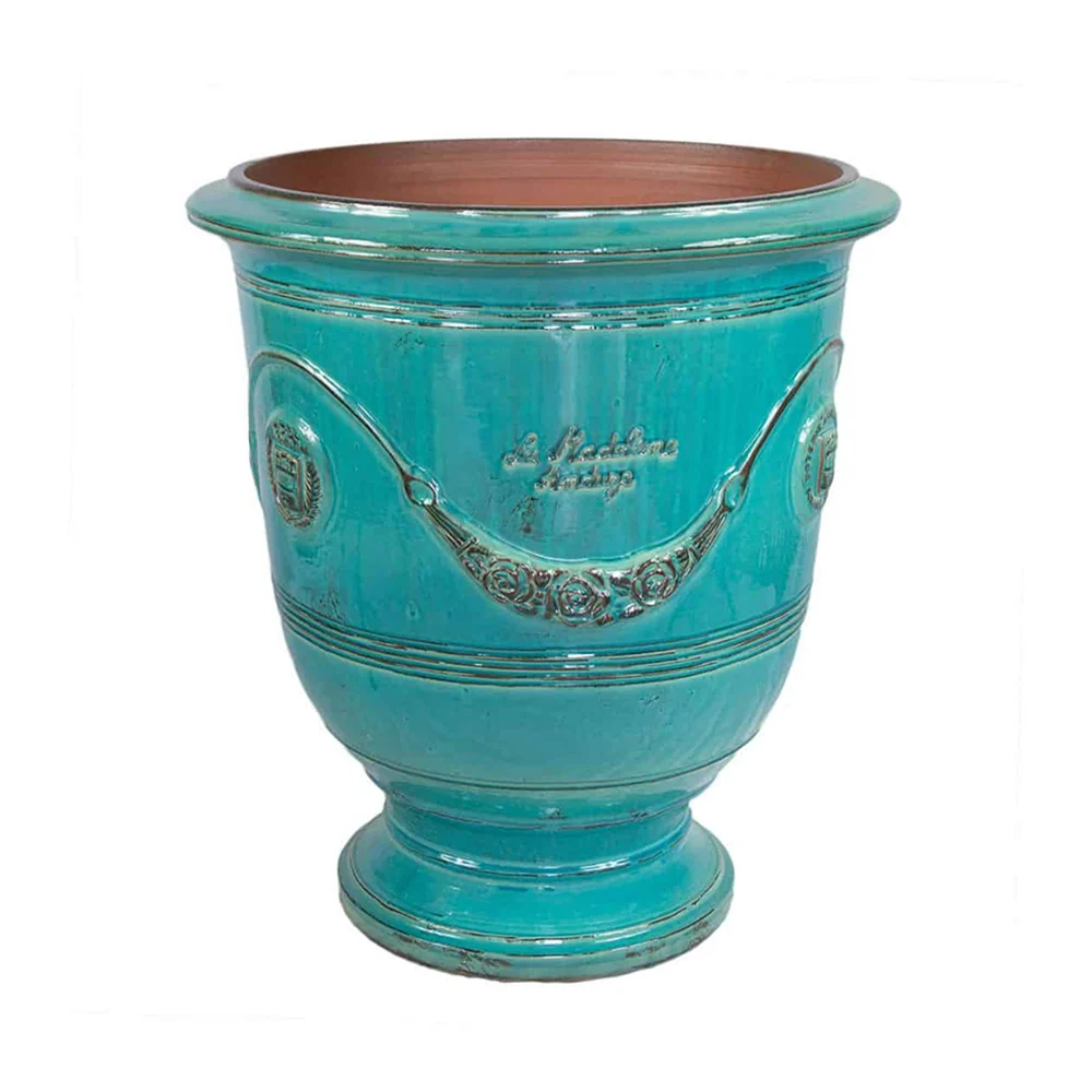 VASE D' ANDUZE PATINES antik türkizkék anduze kerámiakaspó Ø 68 x 80 cm