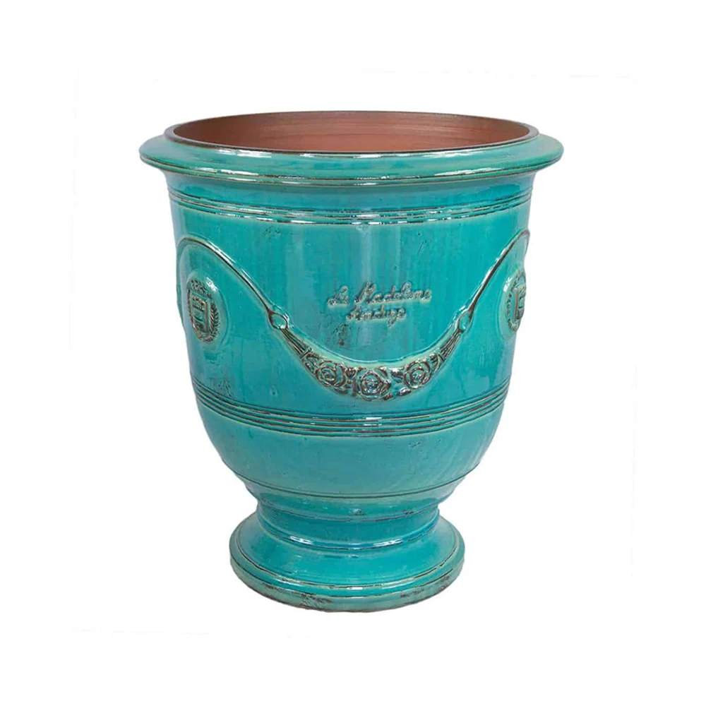 VASE D' ANDUZE PATINES antik türkizkék anduze kerámiakaspó Ø 56 x 70 cm