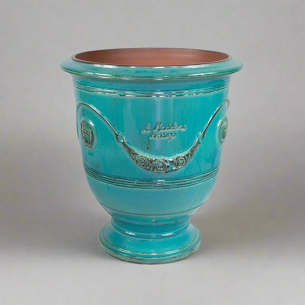 VASE D' ANDUZE PATINES antik türkizkék anduze kerámiakaspó Ø 56 x 70 cm