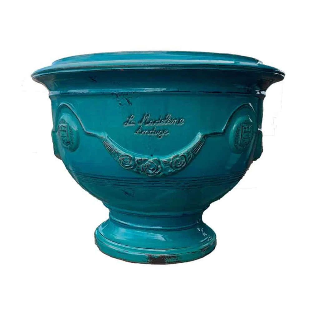 VASE D' ANDUZE PATINES antik türkizkék anduze kerámia kaspótál Ø 80 x 66 cm