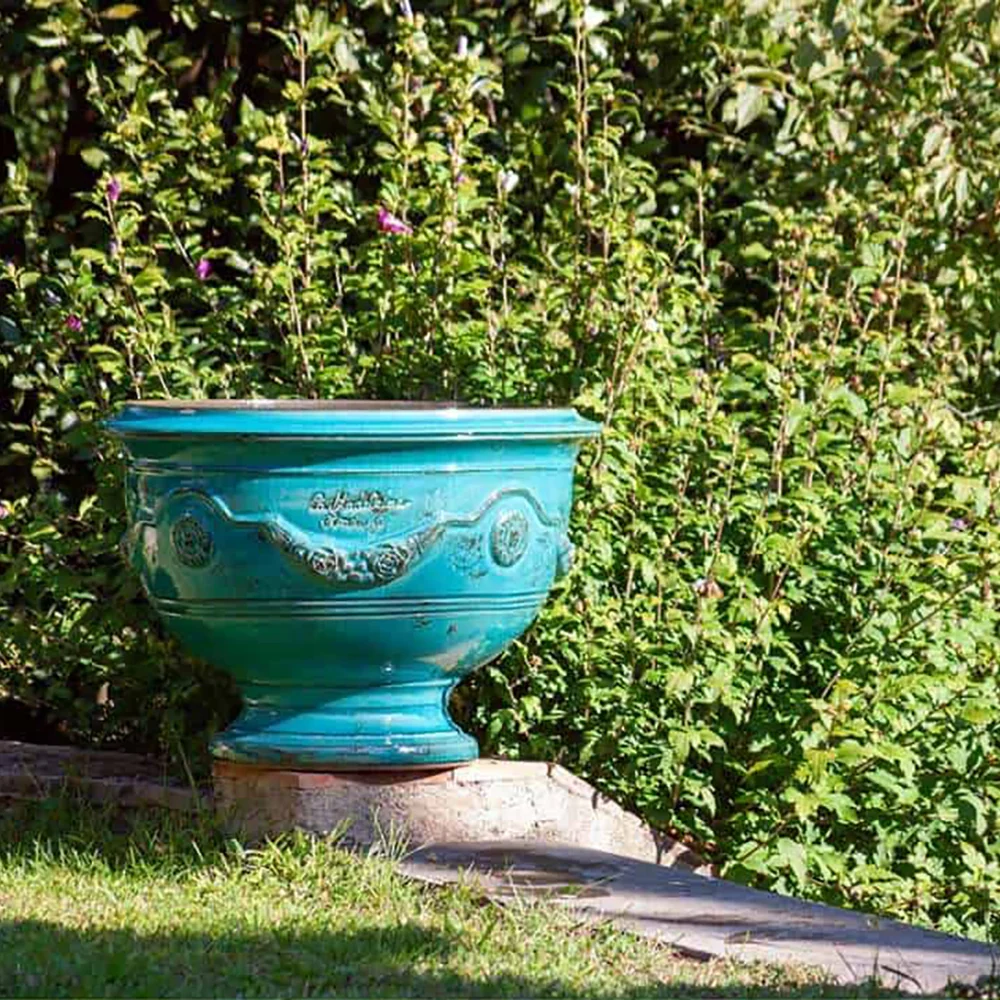 VASE D' ANDUZE PATINES antik türkizkék anduze kerámia kaspótál Ø 80 x 66 cm