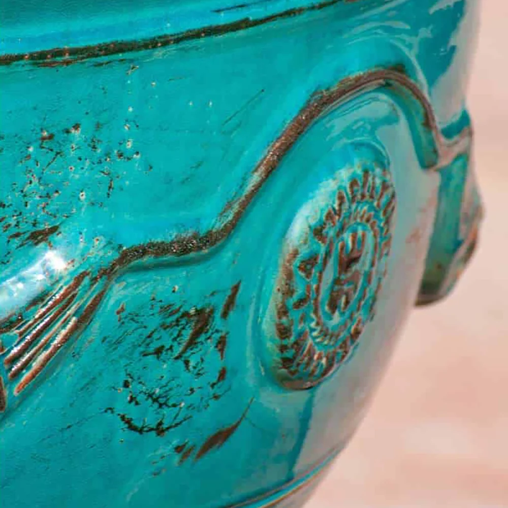 VASE D' ANDUZE PATINES antik türkizkék anduze kerámia kaspótál Ø 80 x 66 cm