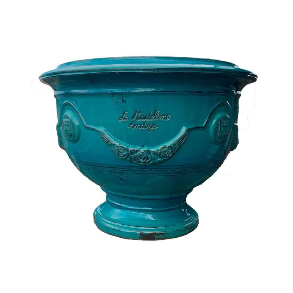 VASE D' ANDUZE PATINES antik türkizkék anduze kerámia kaspótál Ø 72 x 50 cm
