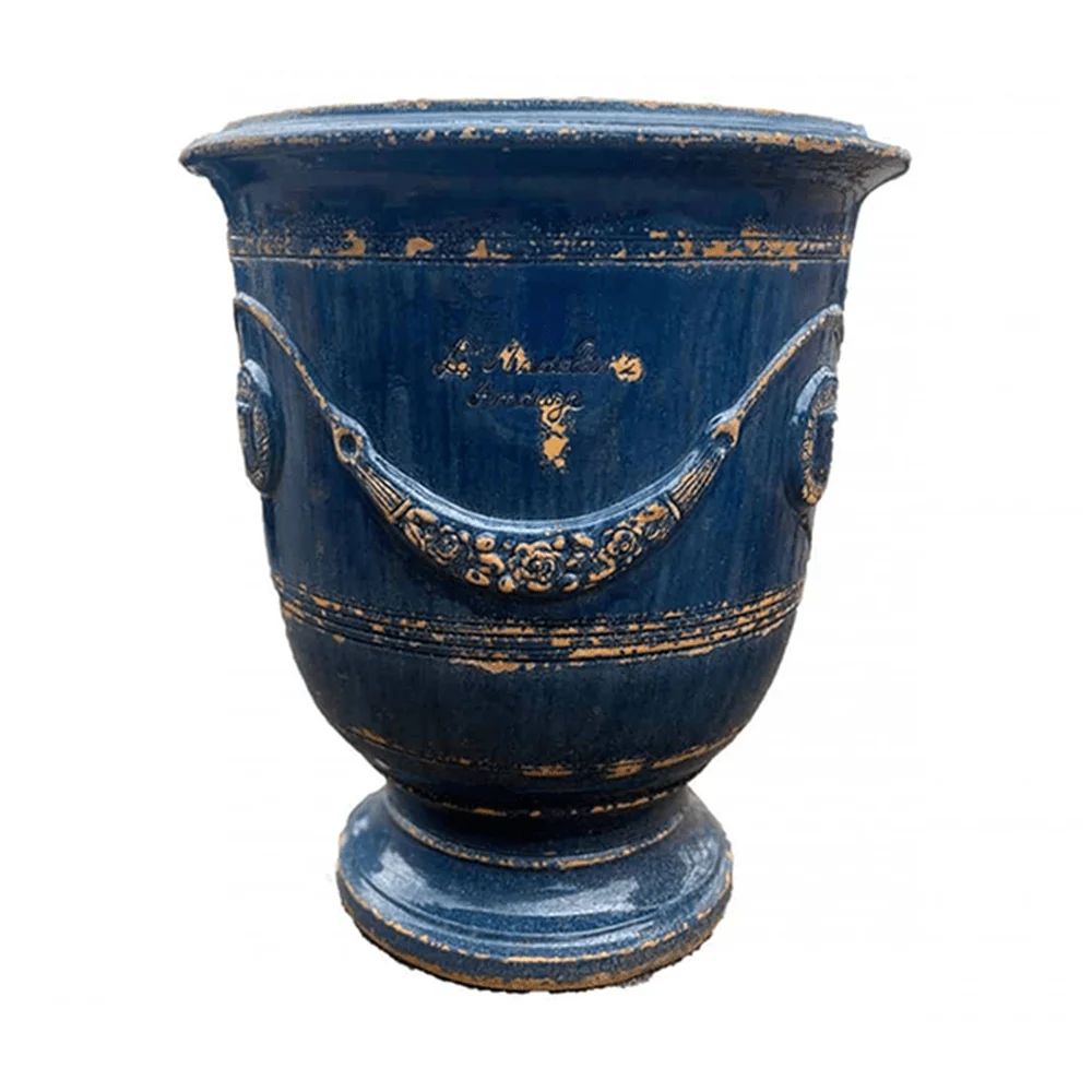VASE D' ANDUZE VIEILLIS TRADICION kék anduze kerámiakaspó Ø 46 x 55 cm