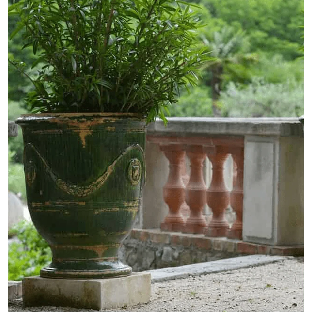 VASE D' ANDUZE VIEILLIS TRADICION zöld anduze kerámiakaspó Ø 56 x 70 cm