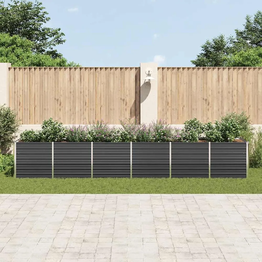 vidaXL antracitszürke horganyzott acél kerti magaságyás 480x80x77 cm
