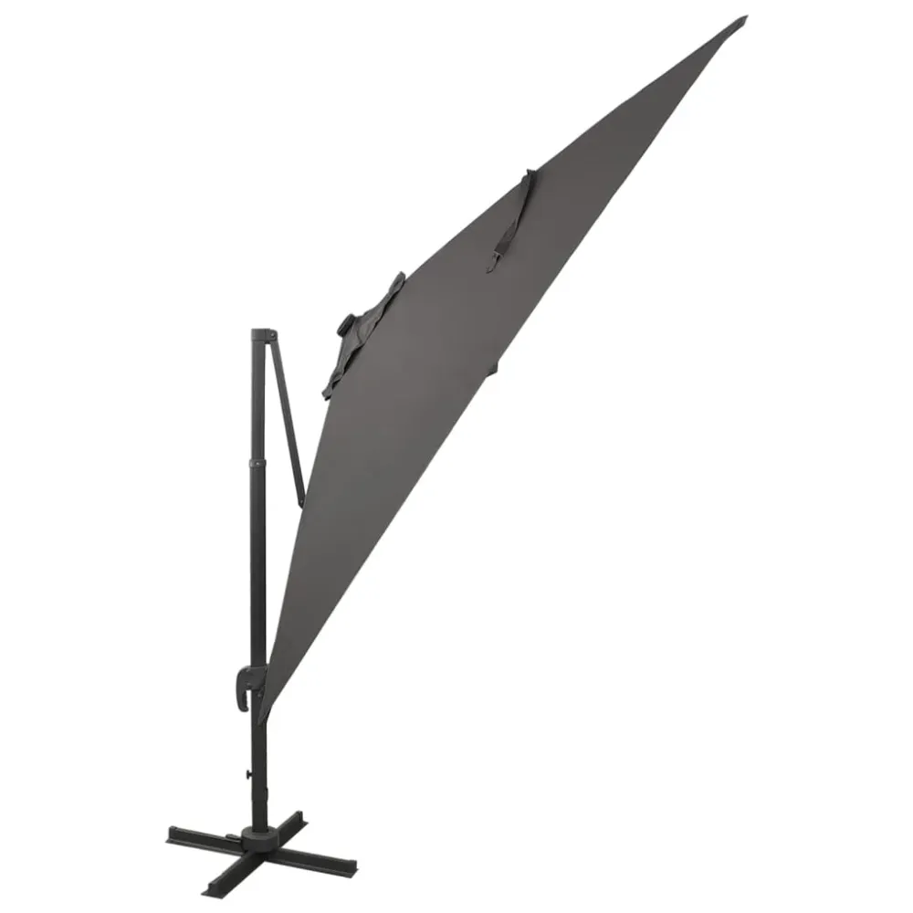 vidaXL antracitszürke konzolos napernyő rúddal és LED-fényekkel 300 cm