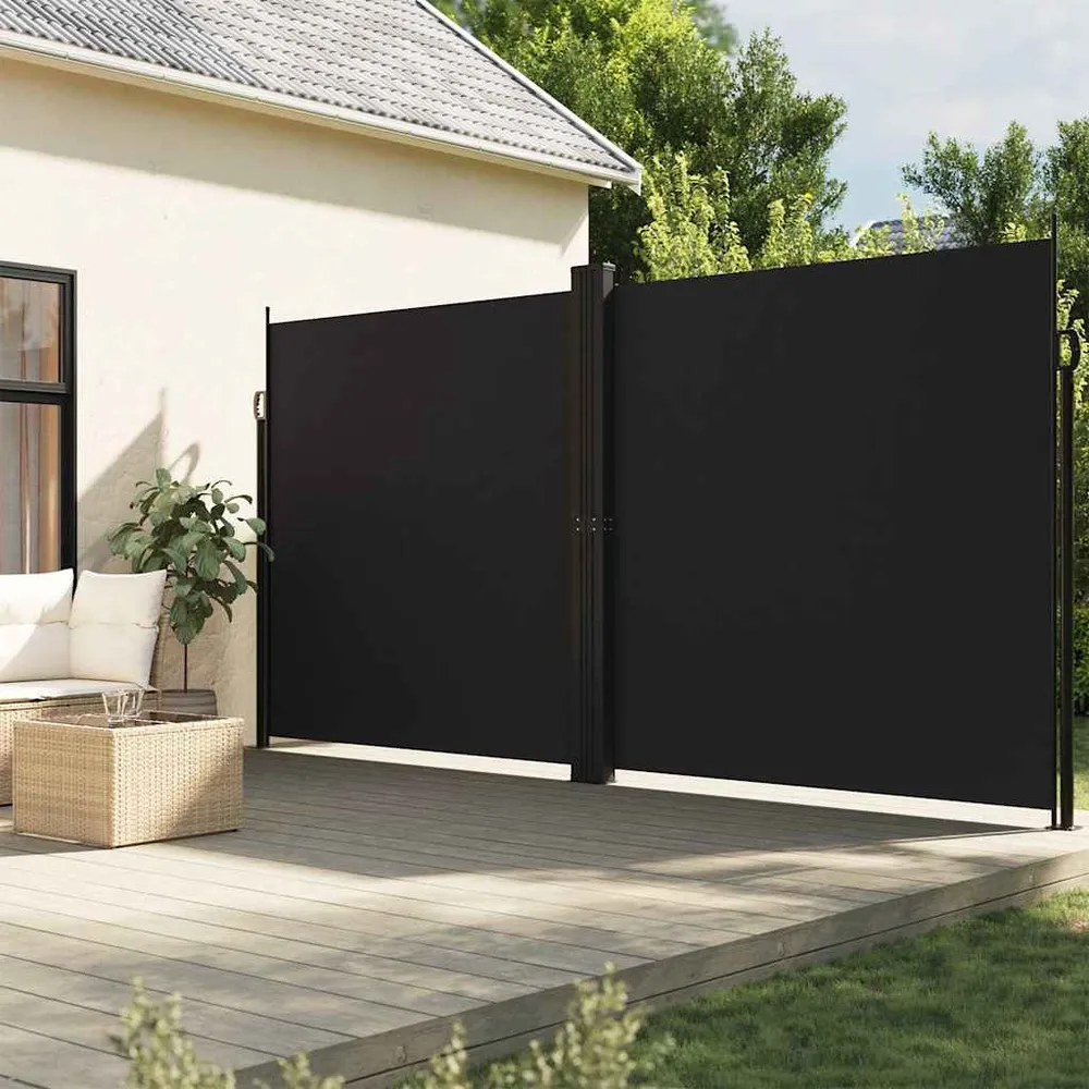 vidaXL fekete behúzható oldalsó napellenző 200 x 1200 cm