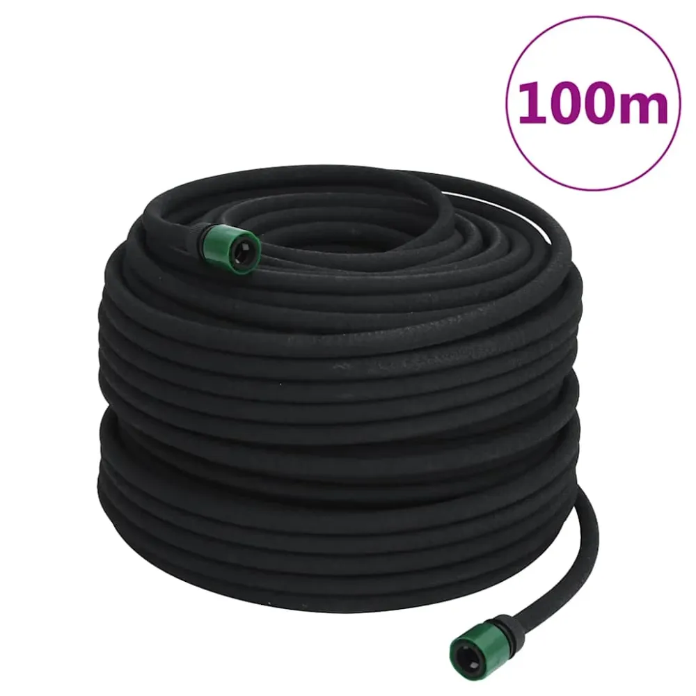 vidaXL fekete gumi kerti esőztető tömlő 0,6" 100 m