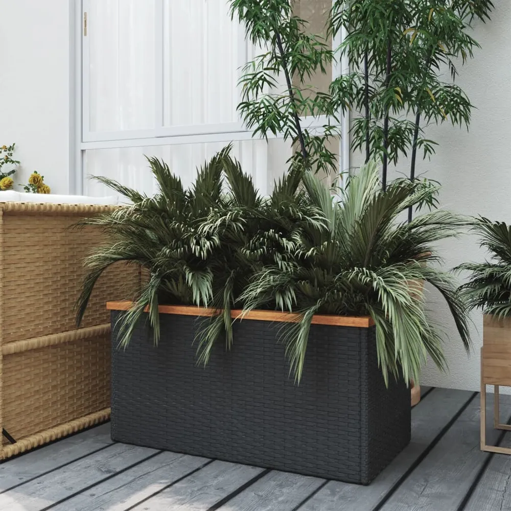 vidaXL fekete polyrattan ültetőláda 80 x 40 x 40 cm