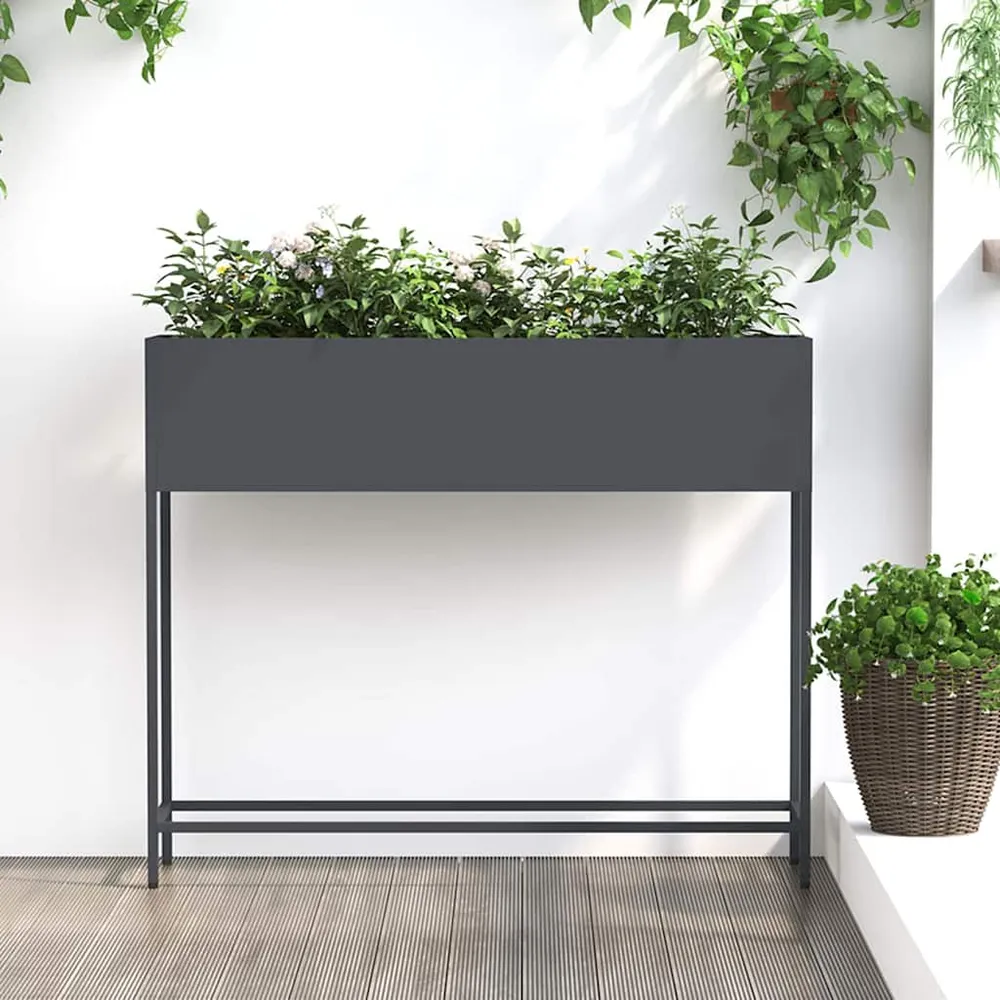 vidaXL Magas Kerti Cserép Antracit 100 x 26 x 82 cm Acél