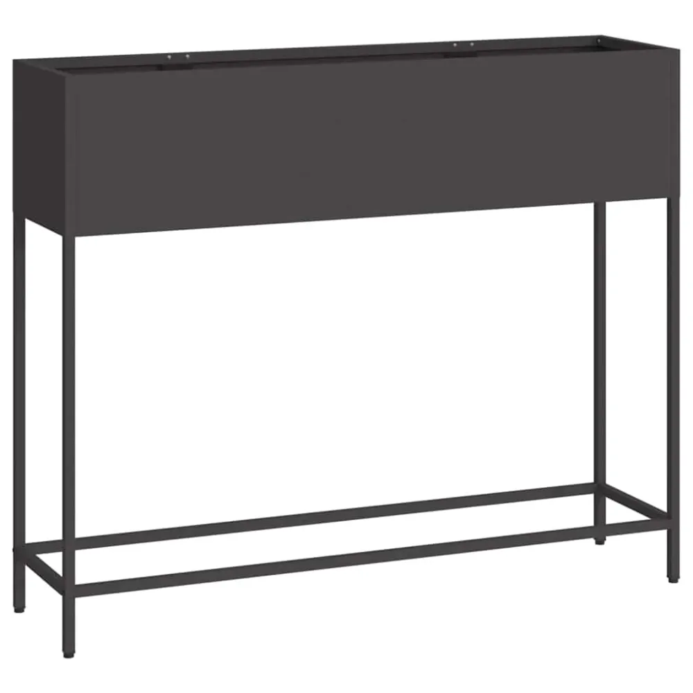 vidaXL Magas Kerti Cserép Fekete 100 x 26 x 82 cm Acél