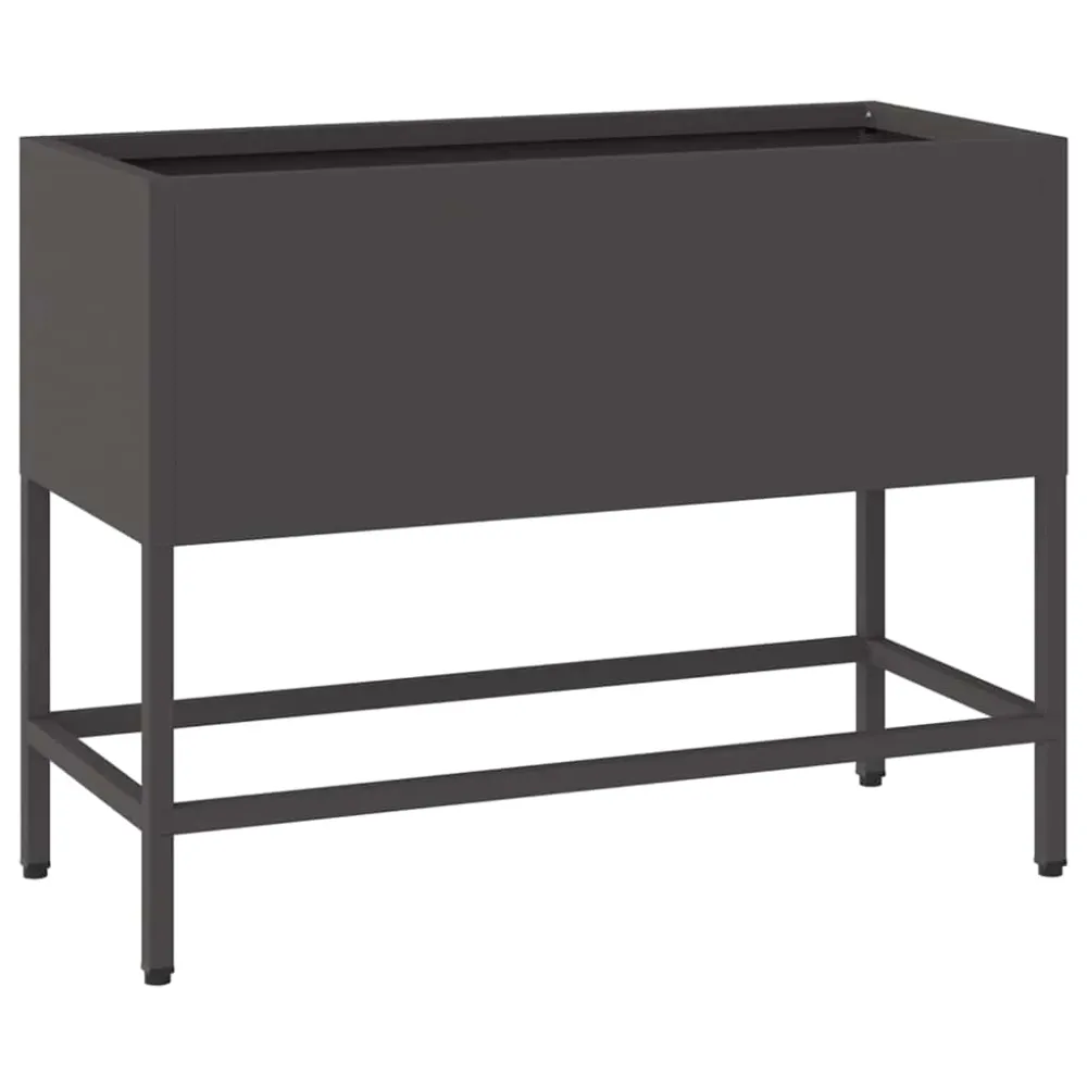 vidaXL Magas Kerti Cserép Fekete 60 x 26 x 45 cm Acél