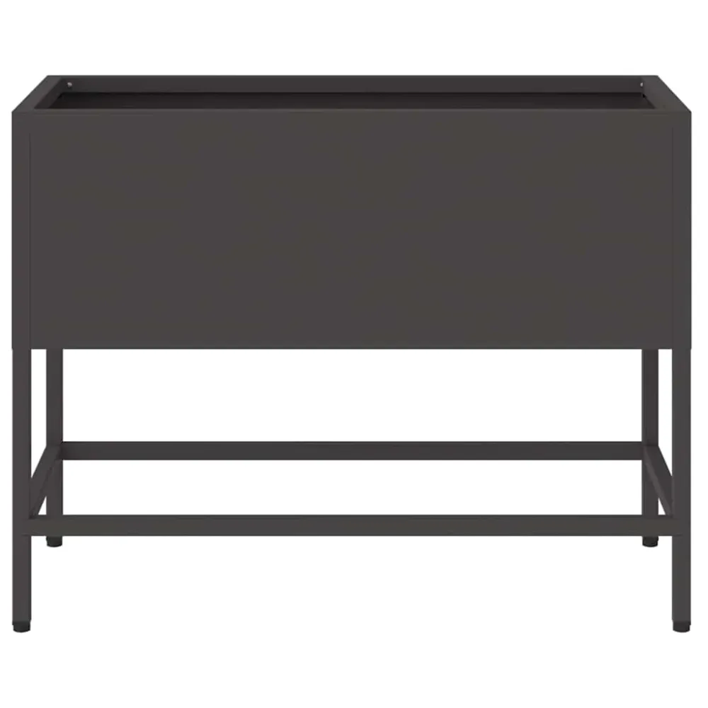 vidaXL Magas Kerti Cserép Fekete 60 x 26 x 45 cm Acél