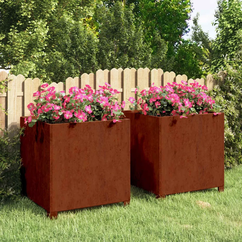 vidaXL 2 db rozsda színű corten acél növénytartó lábbal 50x50x50 cm