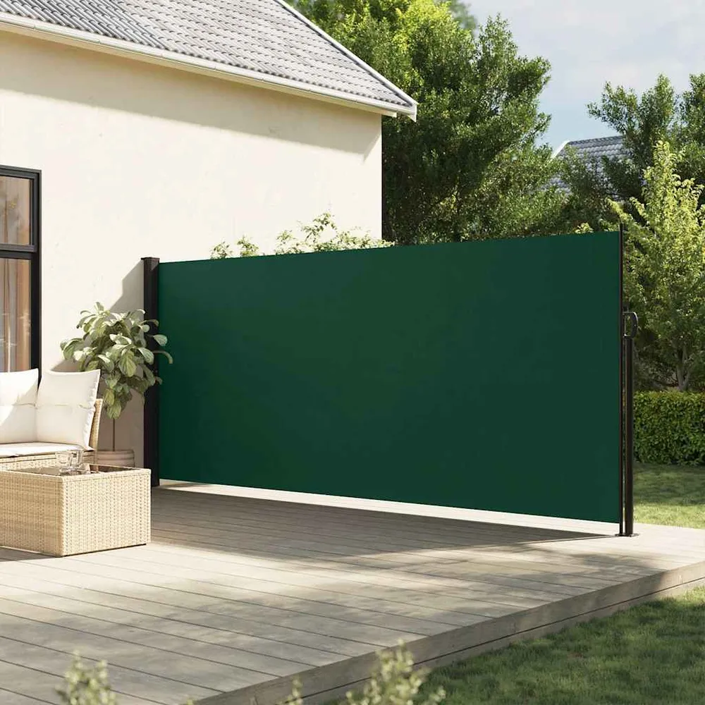 vidaXL sötétzöld behúzható oldalsó napellenző 180 x 300 cm