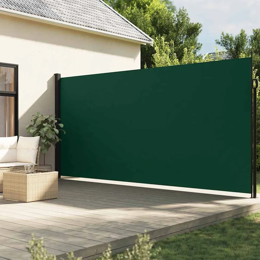 vidaXL sötétzöld behúzható oldalsó napellenző 220 x 500 cm