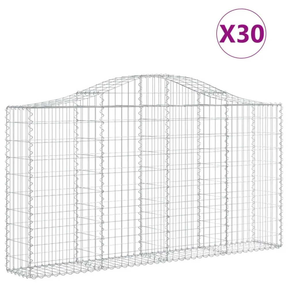 vidaXL 30 db íves horganyzott vas gabion kosár 200x30x100/120 cm