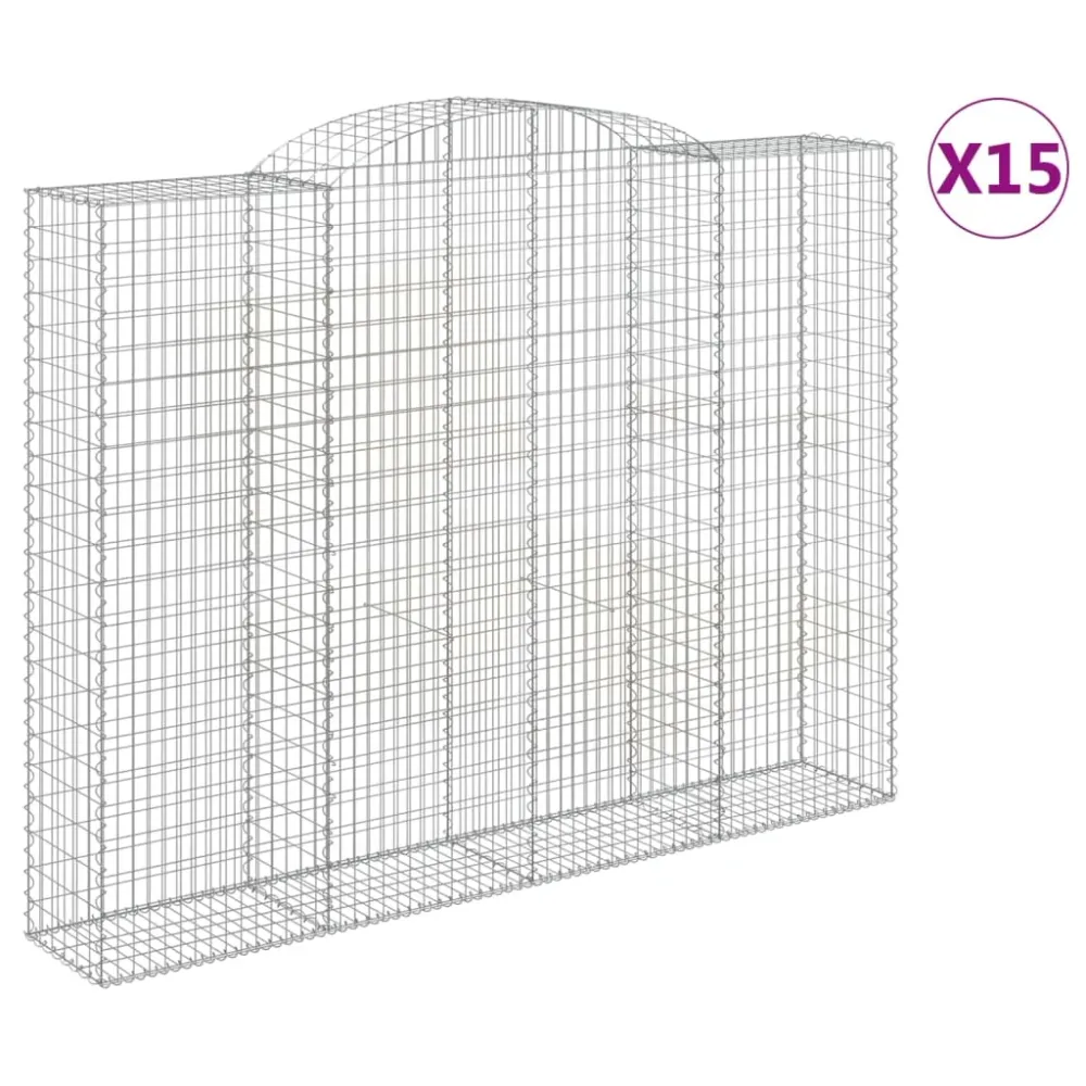 vidaXL 15 db íves horganyzott vas gabion kosár 300x50x220/240 cm