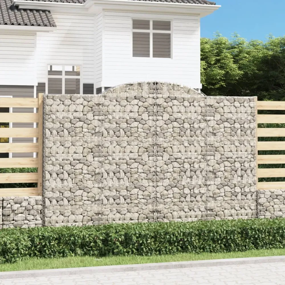 vidaXL 5 db íves horganyzott vas gabion kosár 300x30x200/220 cm